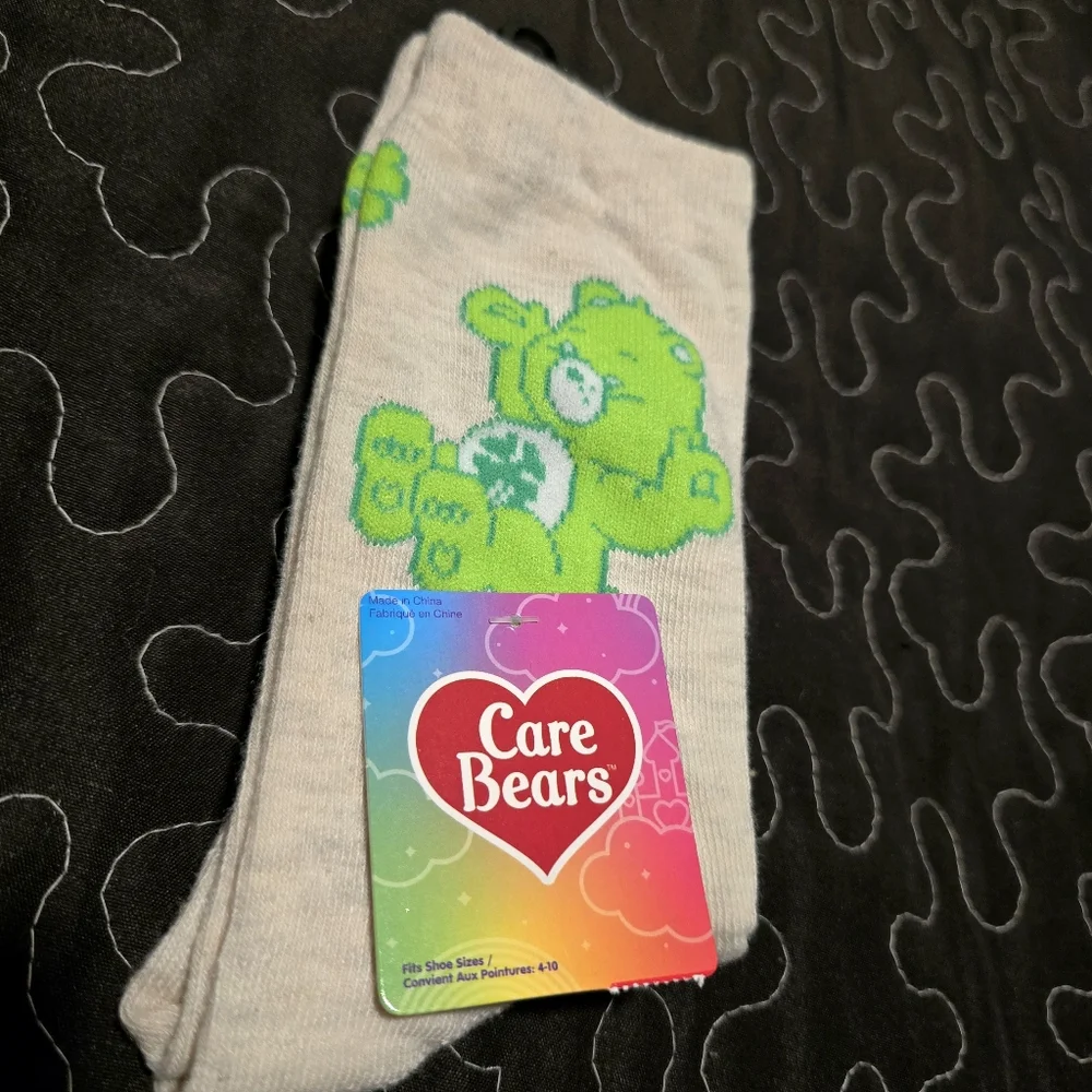 Care Bears Stitch Womens‎ St Patricks Day Lucky Crew Socks 2 Pair NWT Size 4-10